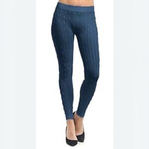 Time and Tru Navy Blue Black Textured Sweater Leggings, Size Large, Spandex